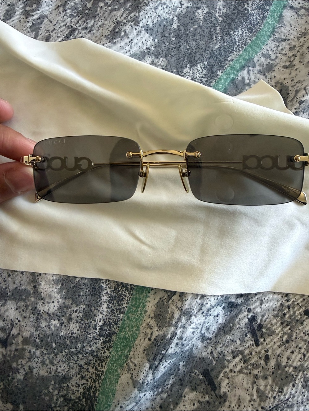 Gucci Gold Frame Sunglasses with Gray Lenses